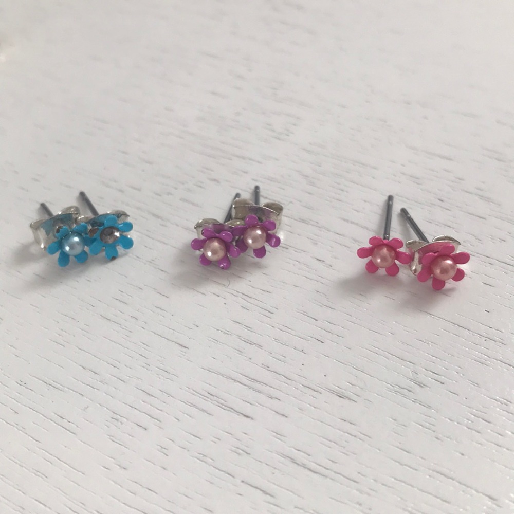 Set of 3 flower earrings
